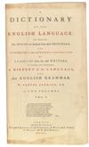 JOHNSON, SAMUEL.  A Dictionary of the English Language.  1755